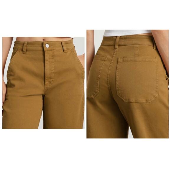 Everlane The Utility Barrel Pants Curved Cotton Stretch Gold Brown Womens Size 4 - Picture 2 of 13